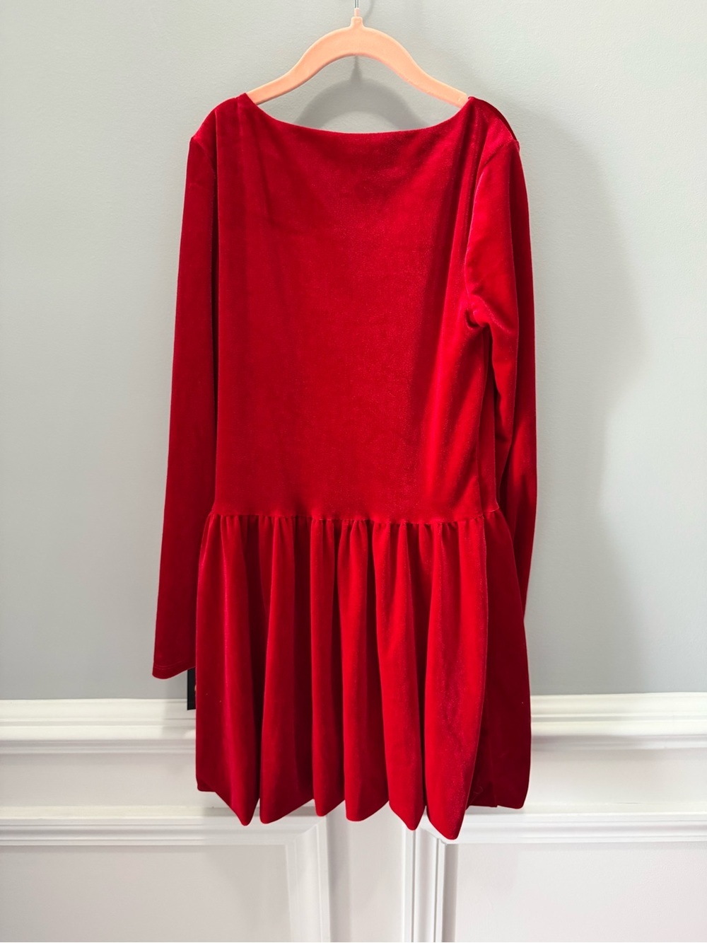 art class Red Velvet Long-Sleeve Twirl Dress - Picture 5 of 9